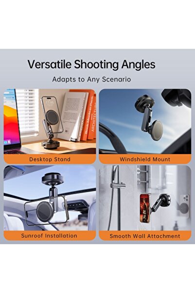 Generic Vacuum Magnetic Car Phone Holder 360 Rotation Foldable Dashboard Mount Aluminum 4 to 8 Inch Mobile