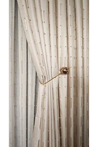 Yuka Cream Panel Background Curtain Vertical Stripe Detail Single Panel 1/3 Dense Pleated Luxury Series Heavy Weight Shiny
