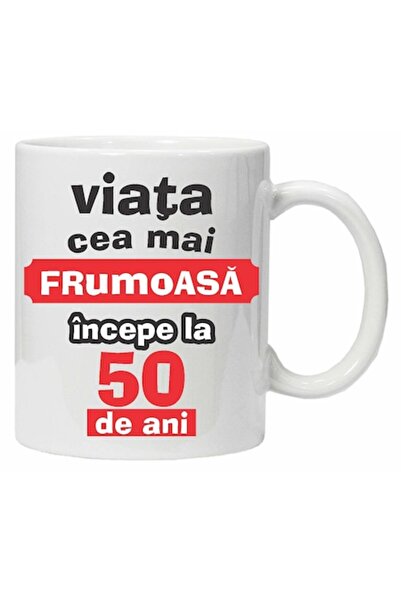 CRD PRINT Personalized mug "A beautiful life begins at...", 50 years, CRD PRINT, 330 ml, white