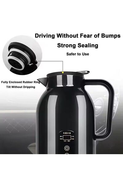 Generic Car Electric Kettle Stainless Steel Travel Mug Coffee Warmer Heater Portable Black