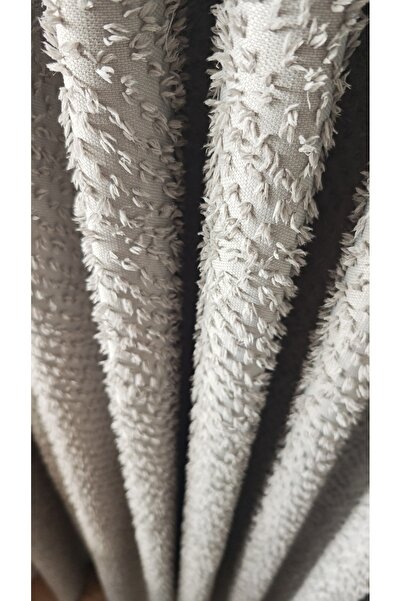 Yuka Gray Panel Background Curtain with Tassels Single Panel 1/3 Pleated Luxury Series Heavy Weight