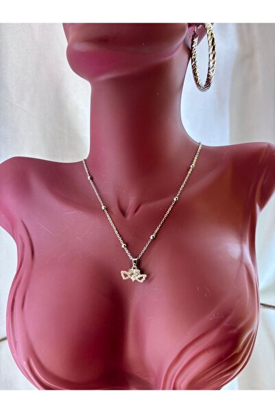 Poyi Aksesuar KANATLI KALPLİ ÇELİK KOLYE