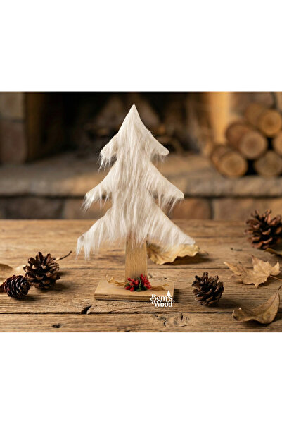 Bem's Wood Dekoratif Beyaz Tüylü Ahşap Yılbaşı Ağacı (27 cm) - Masaüstü Yeni ...