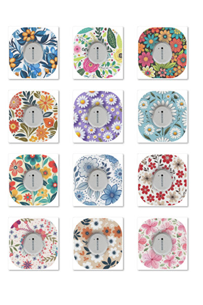 Dia BandTR Çiçek - Dexcom G7 Sensör Koruyucu Bant 12'li Paket