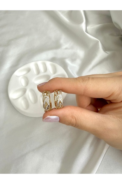 EFLAL Accessories Xuping Gold Örgü Taşlı Küpe