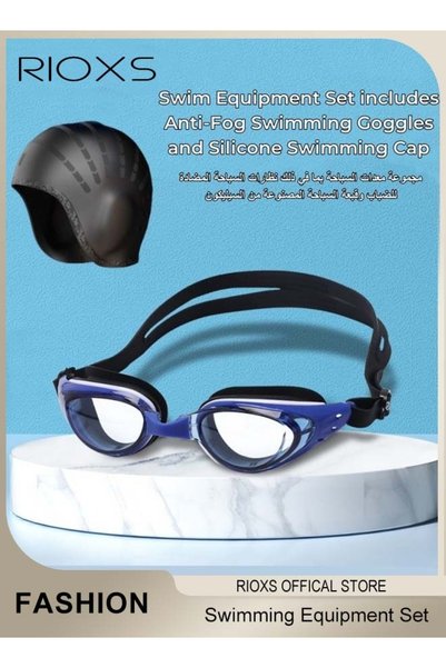 RIOXS Swim Equipment Set Anti-Fog UV Resistant Wide Clear Vision Swimming Gog...