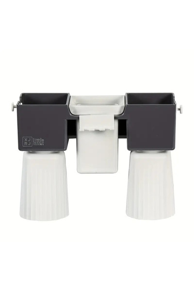 ABYZ Suport de periuță de dinți montat pe perete cu 2 căni, gri închis/alb