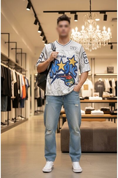 VAIA Men's wide jersey t-shirt with Magic Stars print, classic sportswear, youthful and trendy