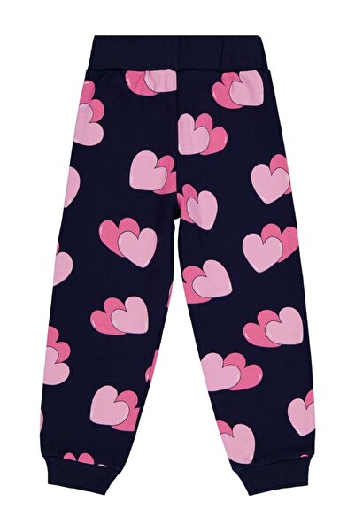 Civil Girls بنطال رياضي ملون على شكل قلب مطبوع لعمر 2-5 سنوات - أزرق داكن لعم...