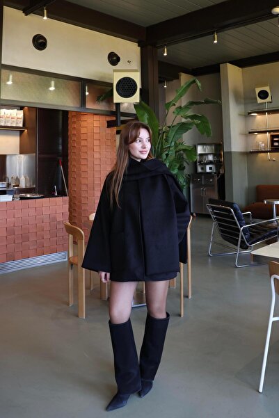 BAŞARAN Black Coat with Ties