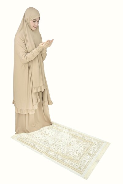 DAMAS COLLECTION Tow Piece Prayer Dress Flowy Skirt & Sleeved Hijab From Soft, Breathable & Stretchable Fabric .