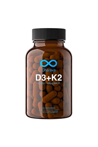 CHARAVA 4000 IU Vitamin D3 + 100µg K2 Supplement Capsules - Pack of 60