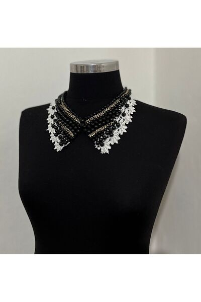 Tint and Treats Boncuk İşlemeli ve Dantelli Yaka