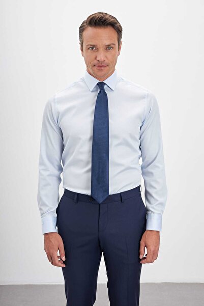 Paşahan No Ironing Required 100% Cotton Non Iron Classic Collar Satin Men's Shirt