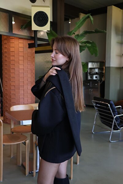 BAŞARAN Black Coat with Ties