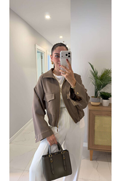 BİRCANÇİL Nosi Camel Pocket Детайлна яке с цип