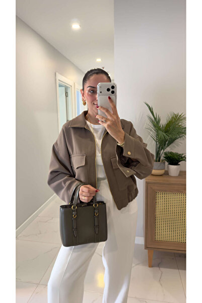 BİRCANÇİL Nosi Camel Pocket Детайлна яке с цип