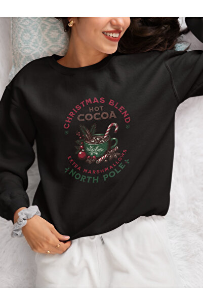 MAGORS سترة رياضية من القطن بأكمام طويلة وياقة دائرية مطبوعة عليها عبارة 'كريسماس كوكوا'