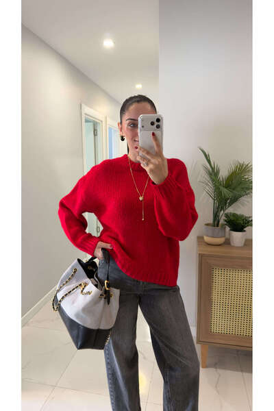 BİRCANÇİL Ellno Red Long Sleeve Knitwear