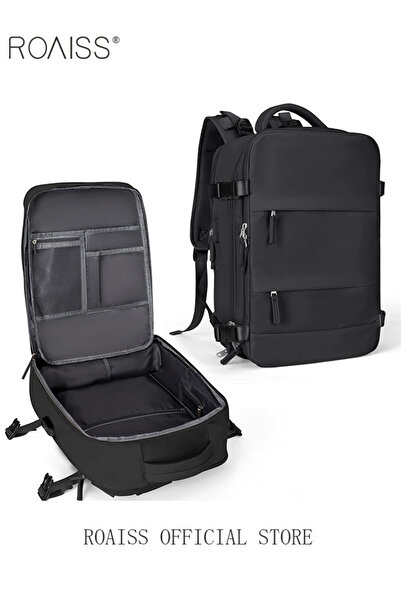 ROAISS حقيبة ظهر للسفر للرجال والنساء مع منفذ شحن USB وحجرة للأحذية مقاس 15.6...