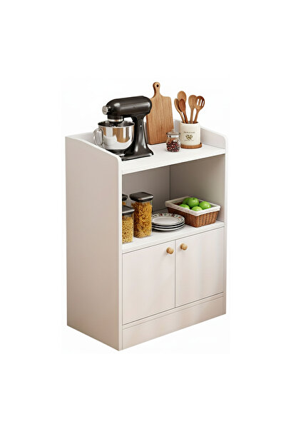 Sinyin خزانة تخزين المطبخ مع أرفف مفتوحة، منظم موفر للمساحة للمخزن (ارتفاع 80 سم، أبيض)