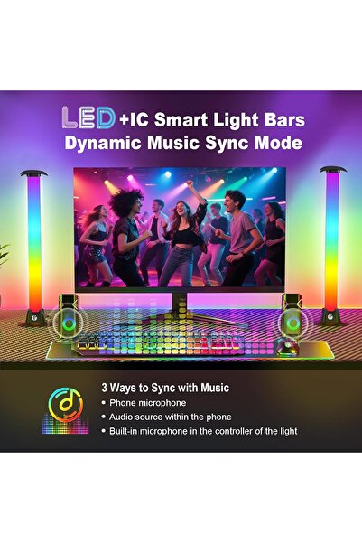 VCOM LED Light Bars, 2PCS Smart RGB Light Bar TV Backlight, 27cm