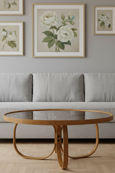 Eymense Jüpiter Camlı Orta Sehpa Meşe