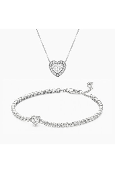 NOVVO Set bijuterii Colier si Bratara White Heart Argint 925