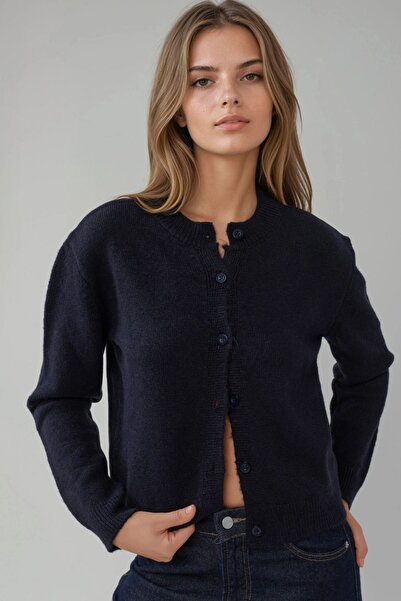 Hiccup Crew Neck Soft Textured Regular Fit Knitwear Cardigan