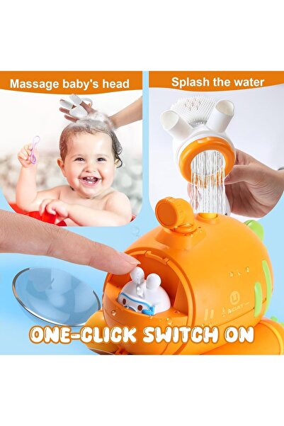 Generic Baby Submarine Shower Head Bath Toy with Suction Cups (Orange)