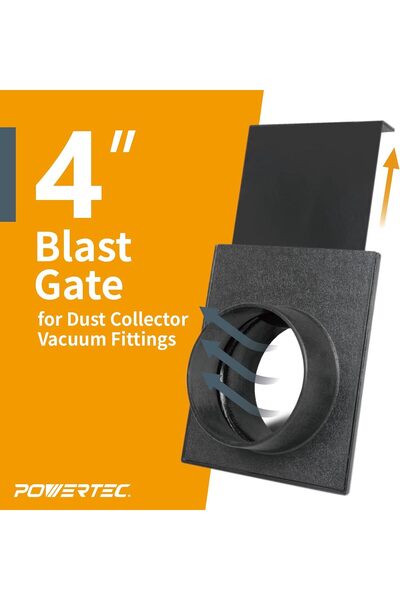POWERTEC 70108-P6 4 Inch Blast Gate for Dust Collector, Dust Collection Fittings - 6PK