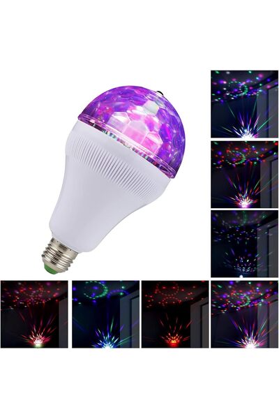 TERRIFI مصباح حفلات LED ديسكو E27 دوار 6 وات RGB متعدد الكريستالات