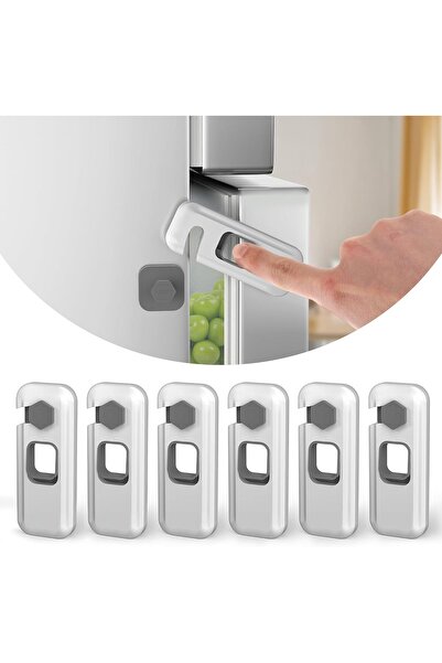 Genericc أقفال ثلاجة أمان للأطفال ذاتية اللصق من DDMA، مكونة من 6 قطع - رمادي