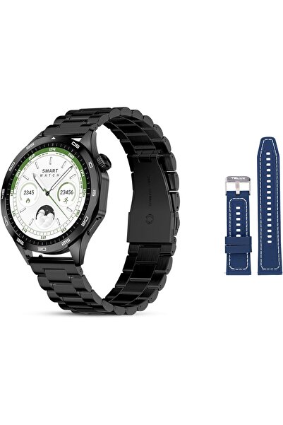 telux NEO Smart Calling Watch 1.43" AMOLED, Dual Straps, HR & BP Monitoring (Black)