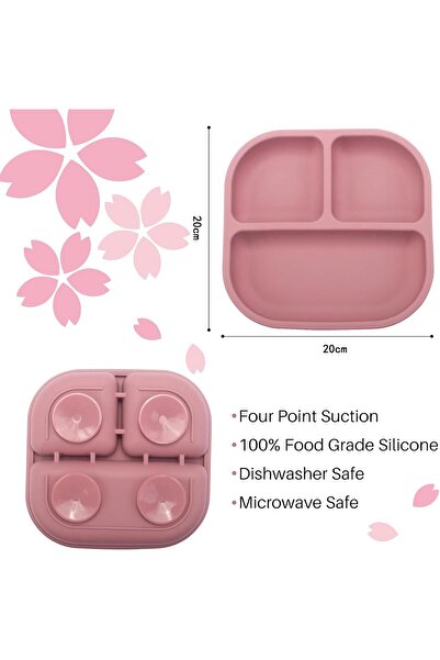 Generic You Hoom 4-Piece Suction Baby Silicone Divided Plates with Spoons, BPA-Free