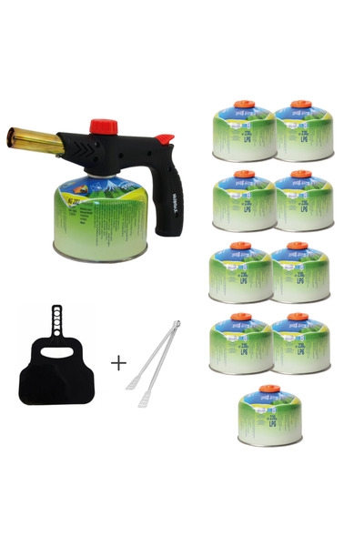 NURGAZ 1 Adet Çakmaklı Pürmüz + 9 Adet Yedek Kartuş +Karavan Kampüs Yelpaze v...