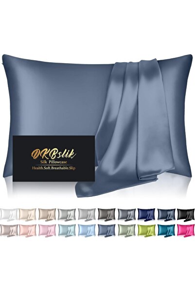 Generic DKBslik Mulberry Silk Pillowcase - Standard (20×26), Ash Blue