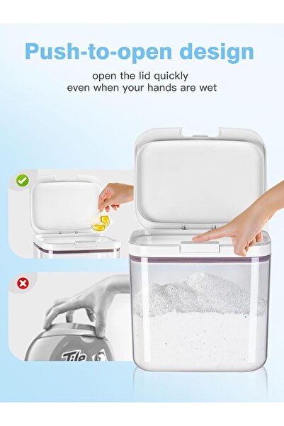 NALACAL Laundry Detergent Dispenser with One-Press Lid, Clear PET Container w...