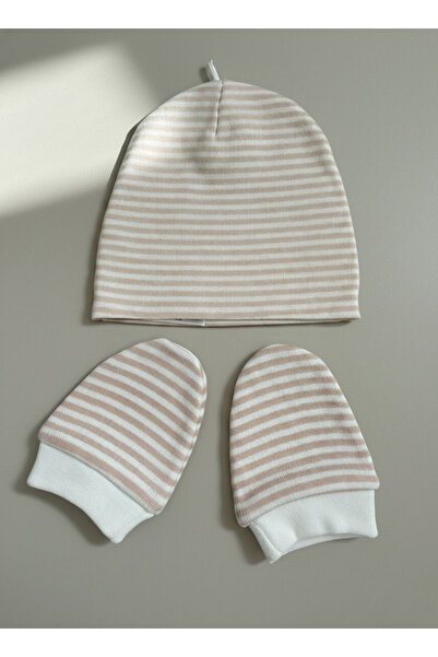 Messido 100% Cotton Hat - Gloves Set - Pink Striped