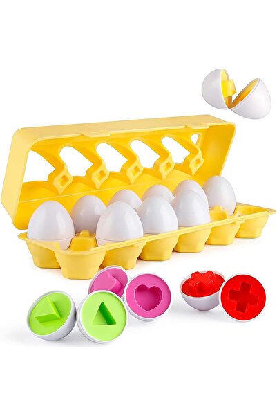 X SPRING Set of 12 Matching Sorting Eggs - Montessori Color & Shape Toy for Ages 1-3 (X Spring, Multicolor)