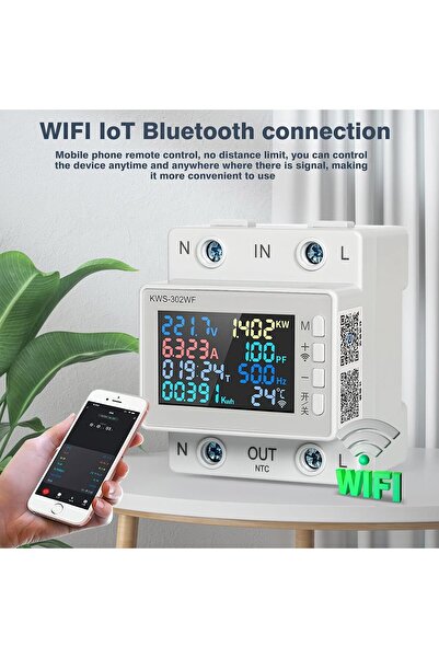 NALACAL 8-in-1 Digital Electricity Meter 170-300V 63A WiFi with APP Control