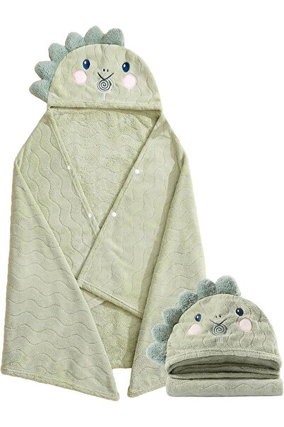 Generic Hooded Baby Bath Towel, Ultra-Soft Coral Fleece with Cute Cartoon Animals (Green)