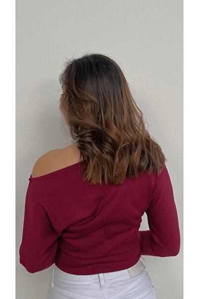 Lady Doll Women's Boat Neck One Shoulder Long Sleeve Fit Women's Blouse