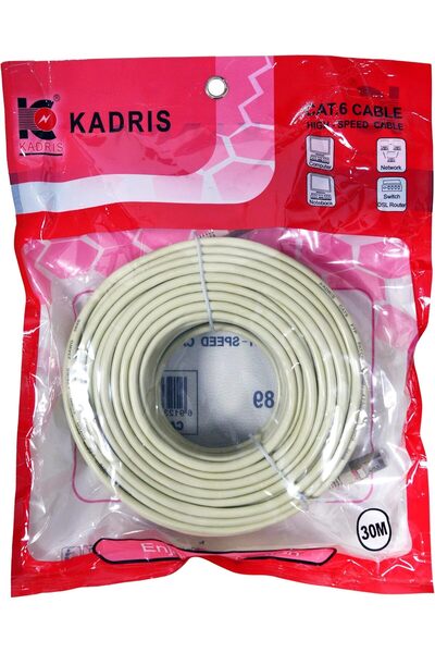Kadris CO-1289 CAT6 1000 Mbps High-Speed Shielded Ethernet Cable, 30 Meter, Blue