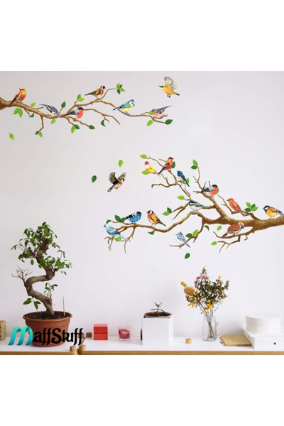 MaffStuff Sticker Decorativ Perete – Ramuri cu Păsări, 140×50 cm
