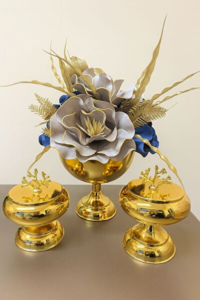 essacraft طقم فازات سكر ذهبية فاخرة على شكل قدم 3 قطع