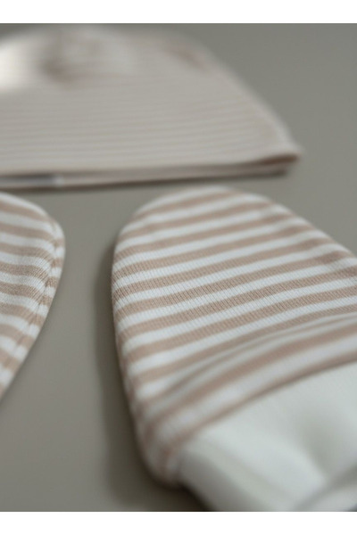 Messido 100% Cotton Hat - Gloves Set - Pink Striped