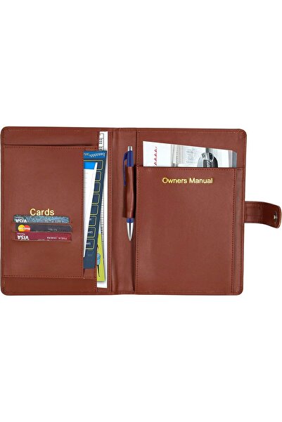 Storite حامل مستندات السيارة - منظم بطاقات تسجيل وتأمين السيارة (بني، 23.5 × ...