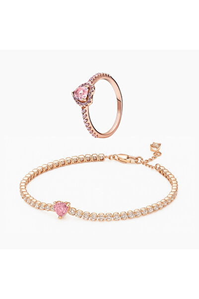 NOVVO Set bijuterii Inel si Bratara Rose Pink Heart