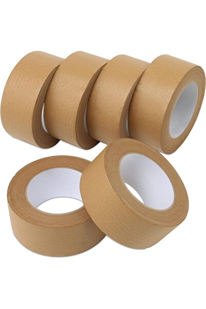 EXCEFORE شريط تغليف بني من ورق الكرافت، عبوة من 6 قطع، 7 مل، 55 ياردة × 2 بوصة